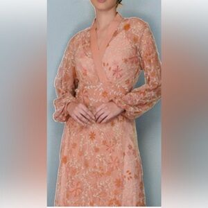 Bl^nk Laksina Embroidered Maxi Floral Wrap Dress